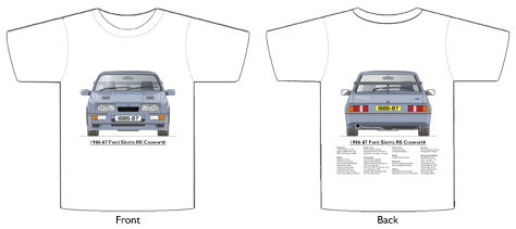 Ford Sierra RS Cosworth 1986-87 T-shirt Front & Back
